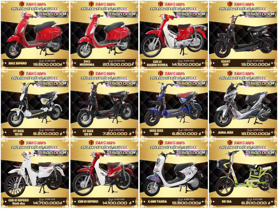 bang gia xe dien va xe 50cc bang gia xe dien va xe 50cc