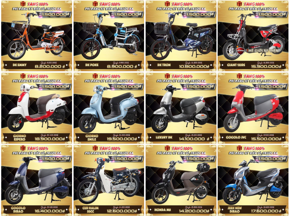 bang gia xe dien va xe 50cc hcm bang gia xe dien va xe 50cc hcm